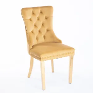 Nikki - Modern, High-End Tufted Solid Wood Contemporary Velvet Upholstered Dining Chair With Golden 