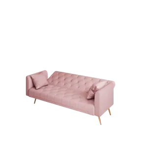 Convertible Double Folding Living Room Sofa Bed - Pink