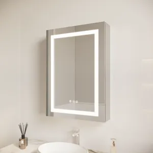 26X20\" Bathroom Medicine Cabinet With LED Mirror, Anti-Fog, Waterproof, 3000K~6000K Single Door Lig