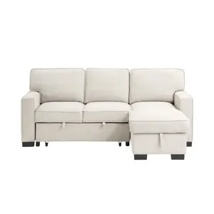Estelle - Fabric Reversible Sleeper Sectional With Storage Chaise Drop-Down Table 2 Cup Holders And 