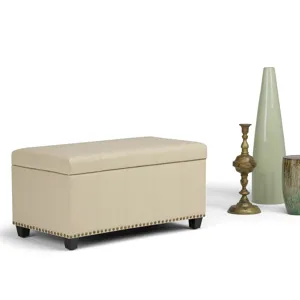 Amelia - Storage Ottoman Bench - Satin Cream