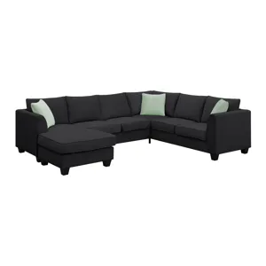 Sectional Sofa Couches Living Room Sets, 7 Seats Modular Sectional Sofa With Ottoman, L Shape Fabric