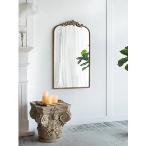 Arch Mirror, Baroque Inspired Wall Decor For Bathroom, Bedroom, Living Room - Gold