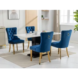 Nikki - Modern, High-End Tufted Solid Wood Contemporary Velvet Upholstered Dining Chair With Golden 