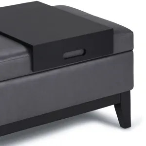 Oregon - Storage Ottoman Bench with Tray - Stone Grey