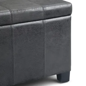 Dover - Storage Ottoman Bench - Distressed Black