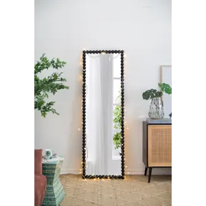 Full Length Mirror With Metal Beaded Frame, Rectangular Oversized Mirror For Living Room Bedroom - B