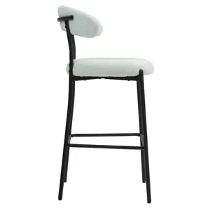 Counter Height Bar Stools Teddy Fabric Cover Kitchen Island Counter Bar Stool With Black Powder Coat