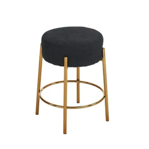 Round Bar Stools (Set of 2), Contemporary Upholstered Dining Stools For Kitchens, Coffee Shops And B