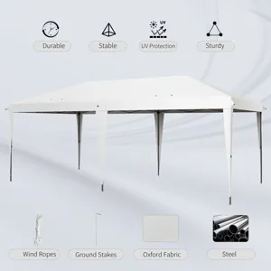 Outsunny - 10\' x 19.2\' Pop Up Canopy Tent, Heavy Duty Tent For Parties, Outdoor Instant Gazebo Sun