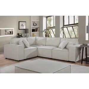 Melrose - Modular Sectional Sofa With Ottoman - Beige Linen