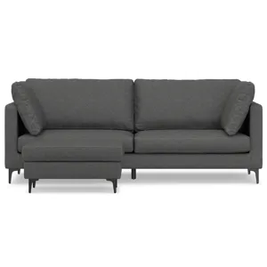 Ava - 90\" Mid Century Sofa with Ottoman Set - Pebble Gray