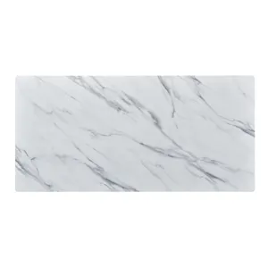 Landon - Coffee Table With Glass Marble Texture Top And Bent Wood Design - White