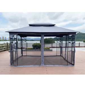 Outdoor Patio Gazebo Canopy Tent With Ventilated Double Roof And Mosquito Net (Detachable Mesh Scree