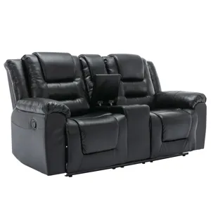 2 Seater Home Theater Recliner Manual Recliner Chair With A Storage Box And Two Cup Holders For Livi