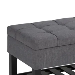 Saxon - Storage Ottoman Bench - Slate Grey