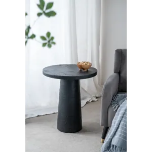Round Side Table With Pedestal Base - Black - Black