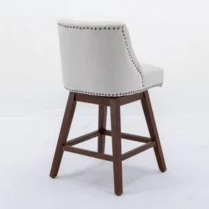 Counter Height Swivel Barstools, Upholstered Bar Stools (Set of 2) - Ivory