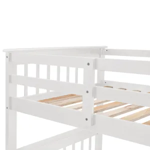 Twin Over Full Stairway Bunk Bed With Drawer, Storage And Guard Rail For Bedroom, Dorm, For Adults -