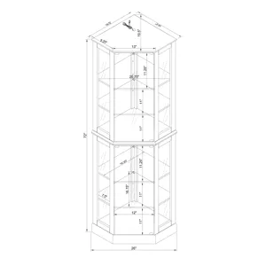 6 Shelf Corner Curio Display Cabinet With Lights, Mirrors And Adjustable Shelves (E26 Light Bulb Not