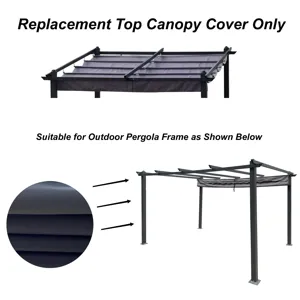 Replacement Canopy Top Fabric For 10X10 Ft Outdoor Patio Retractable Pergola Sunshelter Pergola Cano