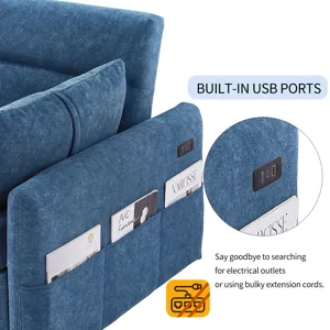 Pull Out Sleep Sofa Bed Loveseats Sofa Couch With Adjsutable Backrest, Storage Pockets, 2 Soft Pillo