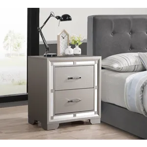 Alana - Nightstand - Silver Champagne