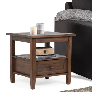 Warm Shaker - End Table - Distressed Charcoal Brown
