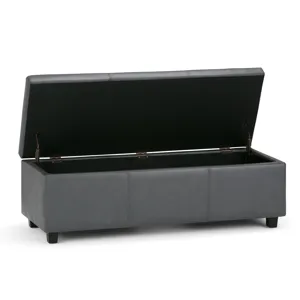 Avalon - Storage Ottoman Bench - Stone Grey