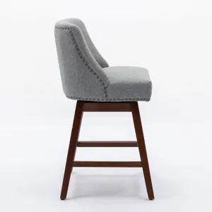Counter Height Swivel Barstools, 26\'\' H Seat Height Upholstered Bar Stools (Set of 2), Fabric - Gr
