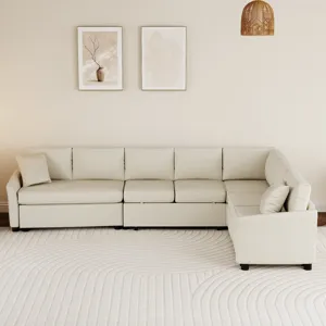 L-Shaped Sofa Convertible Sofa Bed Pull Out Sofa Sleeper With Two Back Pillows, Two USB Ports And Tw