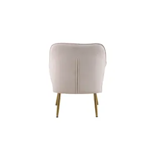 Modern Mid-Century Chair Velvet Sherpa Armchair For Living Room Bedroom Office - Beige