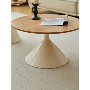 Round Coffee Table - Brown / White