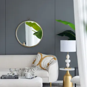 Round Mirror, Circle Mirror With Iron Frame For Living Room Bedroom Vanity, Entryway Hallway - Gold