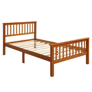 Twin Platform Bed With Headboard And Footboard - Oak