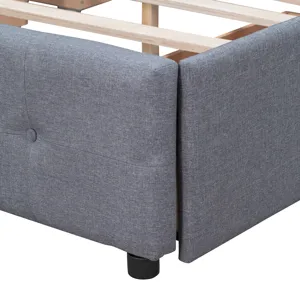 Queen Size Upholstered Platform Bed With Classic Headboard And 4 Drawers, No Box Spring Needed - Dar