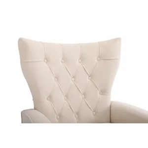 Modern Accent Chair With Ottoman, Comfy Armchair For Living Room, Bedroom, Apartment, Office - Beige