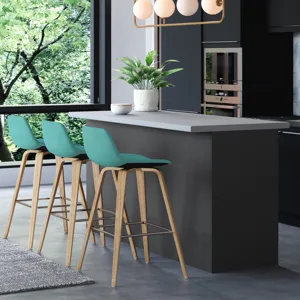 Randolph - Bentwood Counter Height Stool (Set of 2) - Aqua Blue / Light Brown