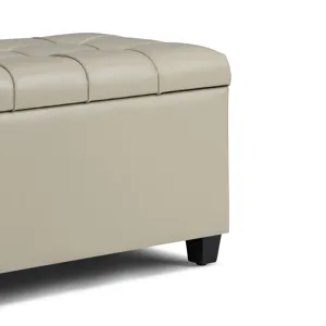 Sienna - Storage Ottoman Bench - Satin Cream