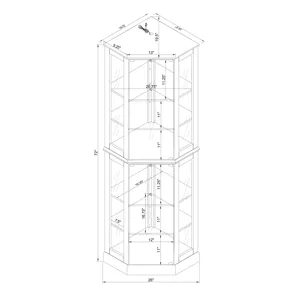 6 Shelf Corner Curio Display Cabinet With Lights, Mirrors And Adjustable Shelves (E26 Light Bulb Not