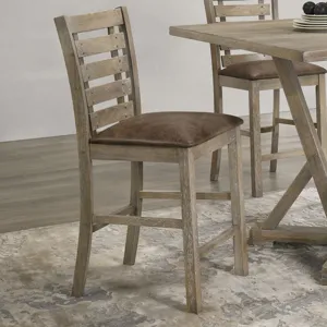 Modern Farmhouse Rustic Look Distressed Design Ladderback Dining Counter Height Chairs (Set of 2) - 