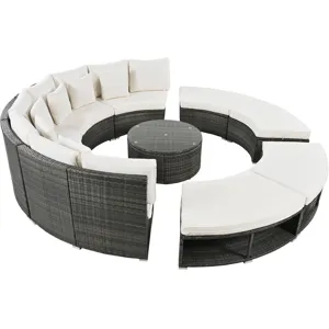 Outdoor Patio Furniture Luxury Circular Sofa Set Rattan Wicker Sectional Sofa Lounge Set With Temper