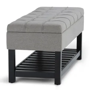 Saxon - Storage Ottoman Bench - Dove Grey