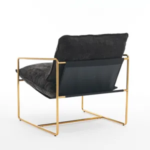 Upholstered Hanging Armchair With Arm Pocketsmetal Frame (Set of 2), Gold-Plated Craftsmanship, Crus
