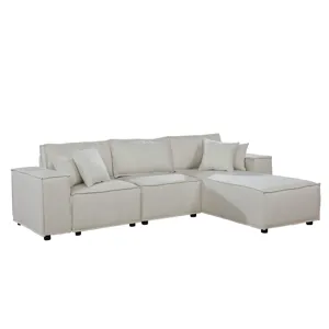 Harvey - Sofa With Reversible Chaise - Beige Linen