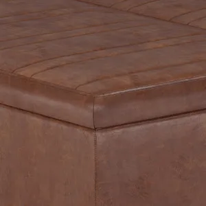 Ellis - Coffee Table Storage Ottoman - Distressed Saddle Brown