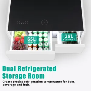 Modern Smart Coffee Table With Built-In Fridge, Bluetooth Speaker, Wireless Charging, Touch Control 