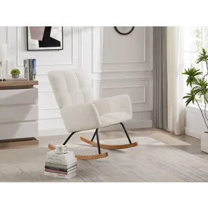 Comfy Upholstered Lounge Chair Rocking Chair With High Backrest, For Nursing Baby, Reading, Napping 