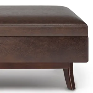 Owen - Rectangular Storage Ottoman - Distressed Chestnut Brown