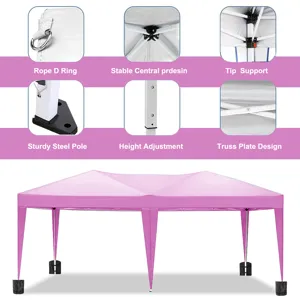 10\'X20\' Folding Canopy With 6 Removable Sidewalls Outdoor Event Shelter UPF 50+ Gazebo Portable Te